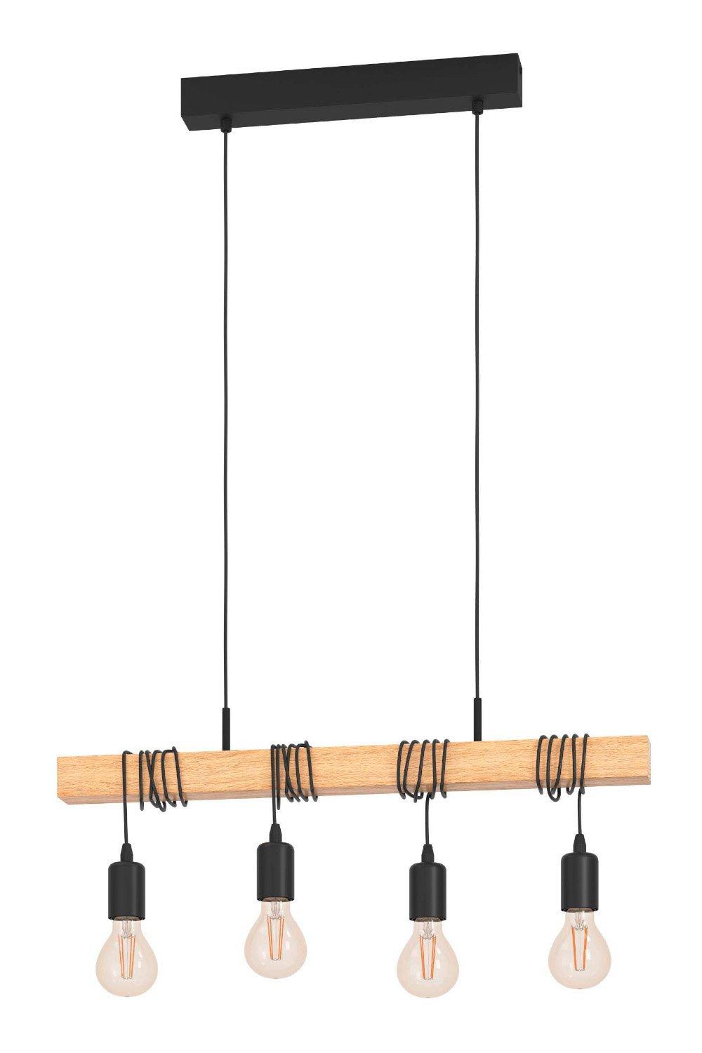 Townshend Natural Wood And Metal 4 Light Ceiling Pendant